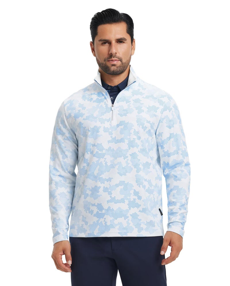 M MAELREG Quarter Zip Pullover Men Performance Dry Fit Heather Midlayer Casual Sports Golf Sweatshirts for Men - Image 2
