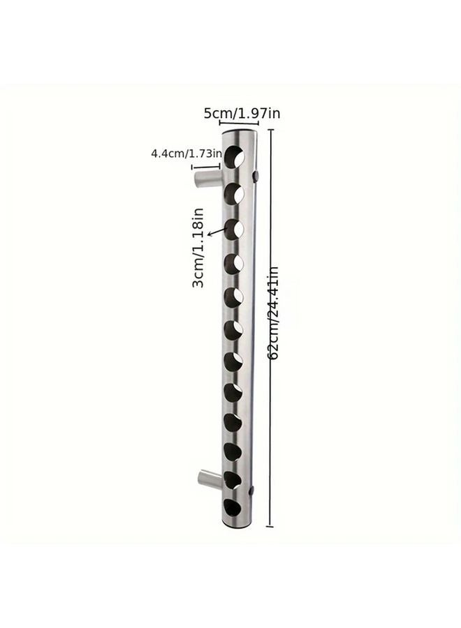 8 Hole Stainless Steel Wall Mounted Wine Rack Minimalist Kitchen Dining Room Display - Image 4
