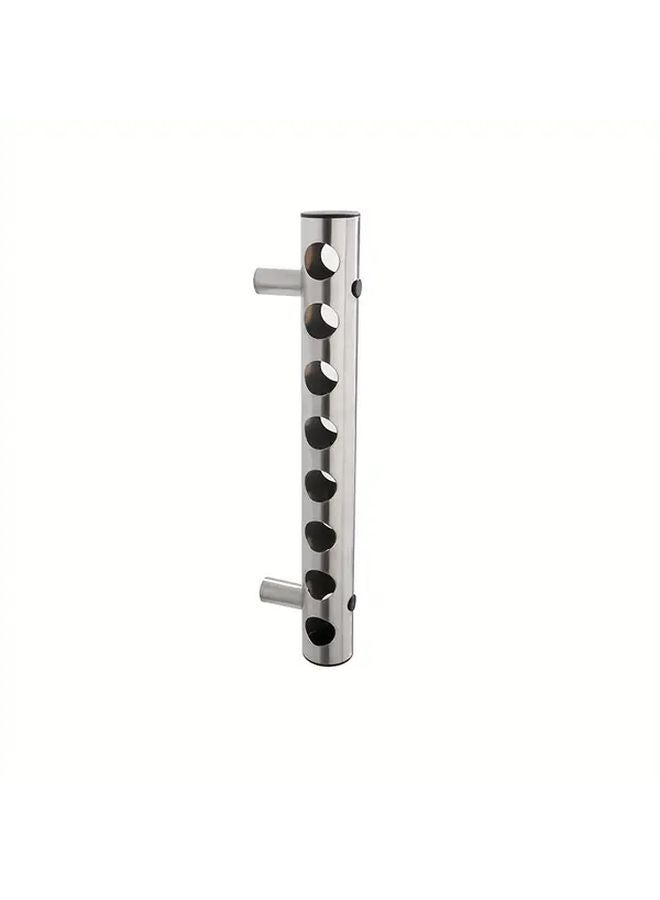 8 Hole Stainless Steel Wall Mounted Wine Rack Minimalist Kitchen Dining Room Display - Image 1