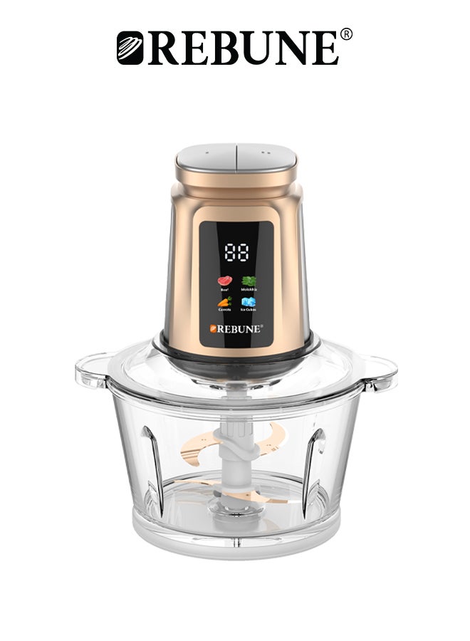 REBUNE Electric Chopper, Small In Size, Big In Performance 2 L 350 W RE-2-190 Gold - Image 4