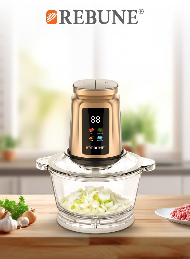 REBUNE Electric Chopper, Small In Size, Big In Performance 2 L 350 W RE-2-190 Gold - Image 3