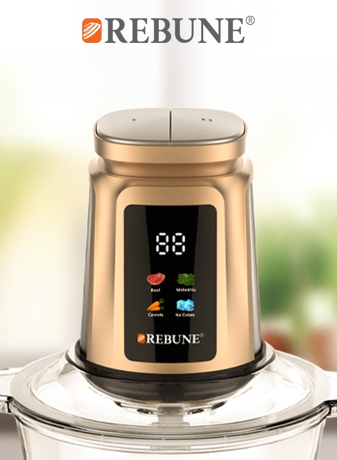 REBUNE Electric Chopper, Small In Size, Big In Performance 2 L 350 W RE-2-190 Gold - Image 2