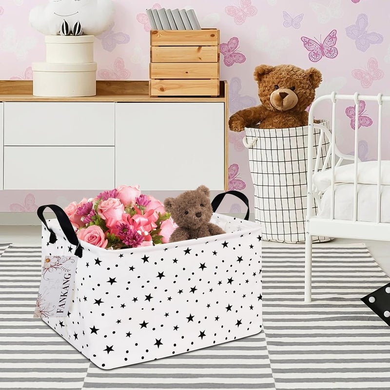 FANKANG Storage Basket,Nursery Hamper Canvas Laundry Basket Foldable with Waterproof PE Coating Storage, Office, Bedroom, Clothes,Toys (Rec-Star) - Image 3