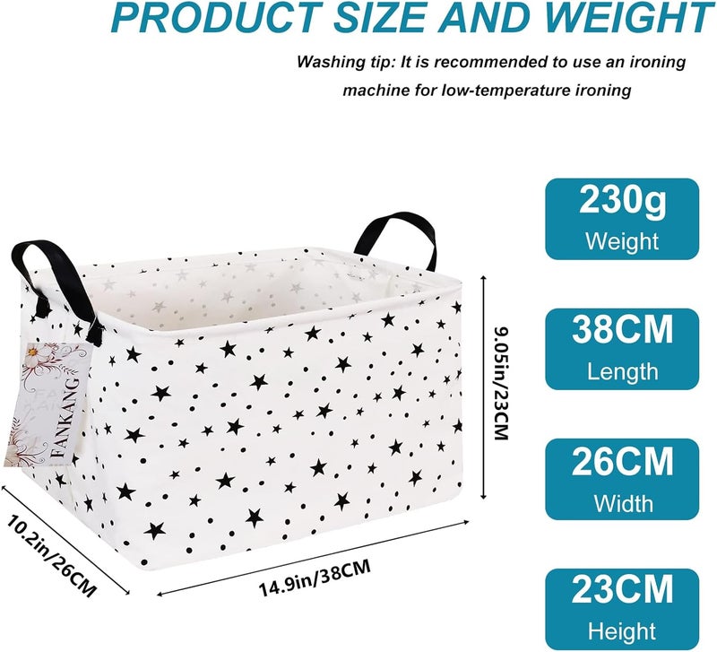 FANKANG Storage Basket,Nursery Hamper Canvas Laundry Basket Foldable with Waterproof PE Coating Storage, Office, Bedroom, Clothes,Toys (Rec-Star) - Image 2