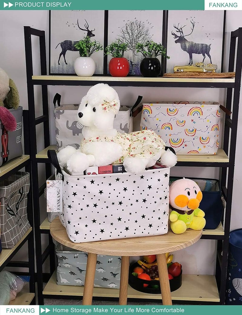 FANKANG Storage Basket,Nursery Hamper Canvas Laundry Basket Foldable with Waterproof PE Coating Storage, Office, Bedroom, Clothes,Toys (Rec-Star) - Image 4