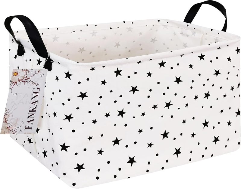 FANKANG Storage Basket,Nursery Hamper Canvas Laundry Basket Foldable with Waterproof PE Coating Storage, Office, Bedroom, Clothes,Toys (Rec-Star) - Image 1