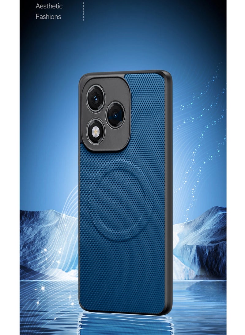 Wtech Honor 400 Lite 5G 2025 Premium Texture Case Magnetic Aramid Fabric Texture Designed Magsafe Case Cover (MCMPMN) - Navy Blue - Image 4