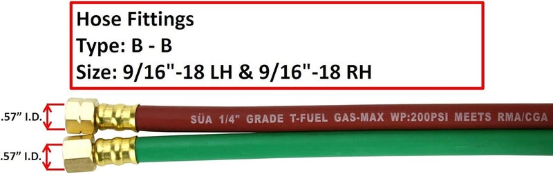 Sa - 50 FEET Grade ''T'' - 1/4'' OxyFuel Welding & Cutting Twin Hose with BB Fittings - Image 2