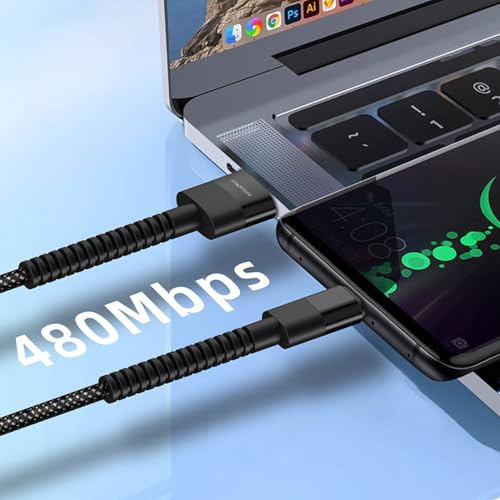 Candytech 80W USB to Type C Unbreakable Nylon Braided Cable, 1M Fast Charging Cable for iPhone 15 series, iPad, Samsung Galaxy & other Type C Devices(Black) - Image 4