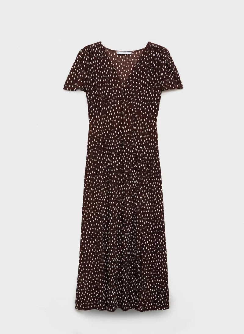 مانجو Polka Dot Midi Dress