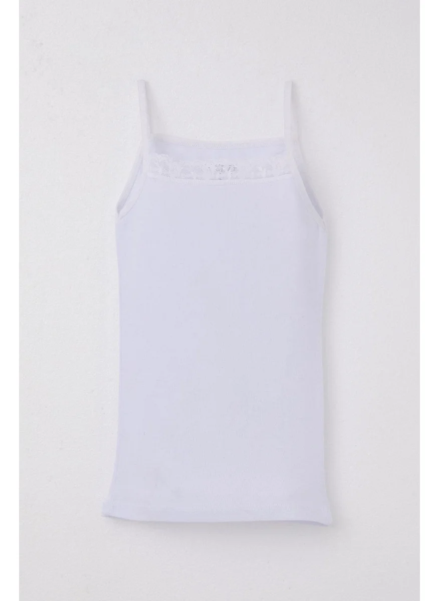 Breeze Girl Thin Strap Undershirt Lacy 3-7 Years, White