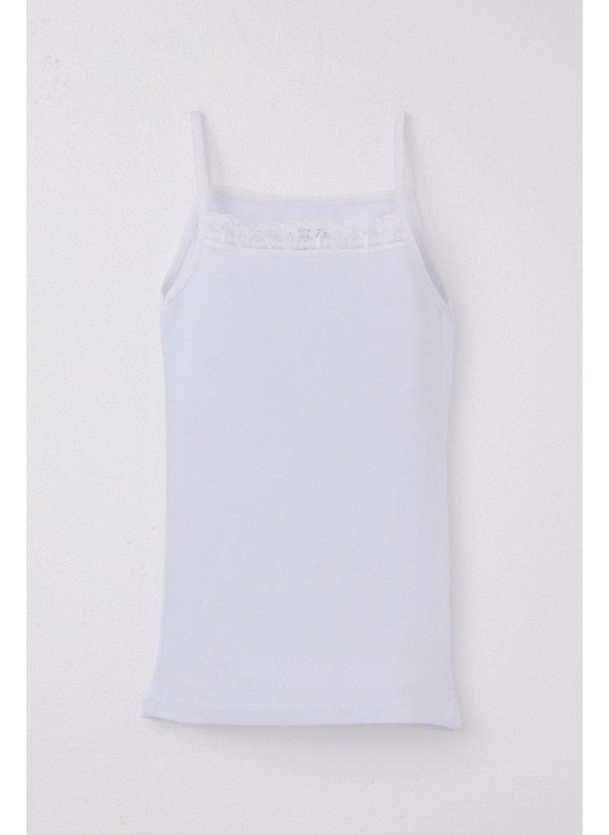 Breeze Girl Thin Strap Undershirt Lacy 3-7 Years, White  - Image 1