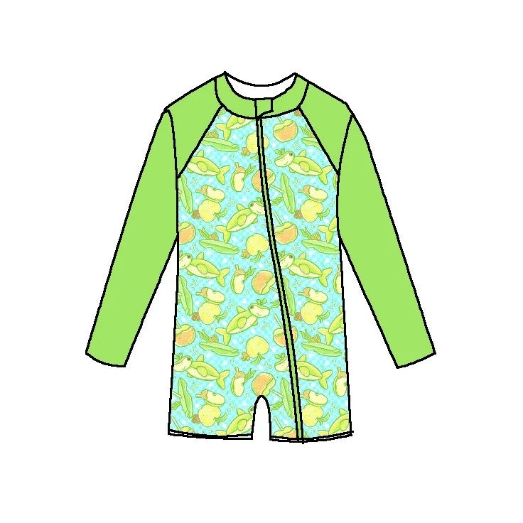 Bluejw Summer Casual Swimming Pool One Piece Swim Suit  Solid Pattern Teen Child Kids   Swimwear - Image 2