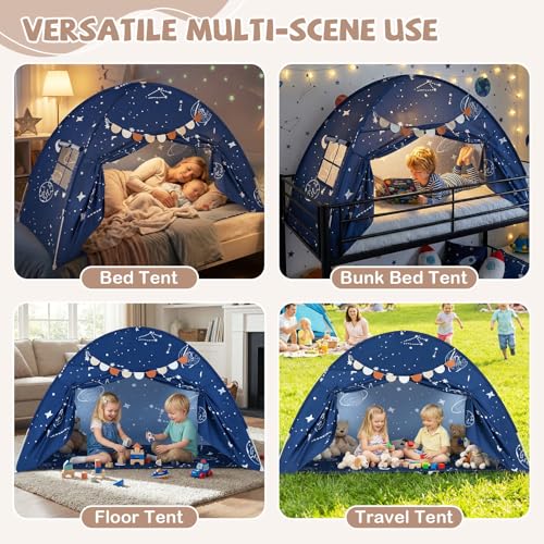 INFANS Bed Tent for Kids Indoor Large Toddler Canopy Playhouse with Flags Teepee Toys Gift for Boys Girls Aged 3 75 x 39 x 48 - Image 5
