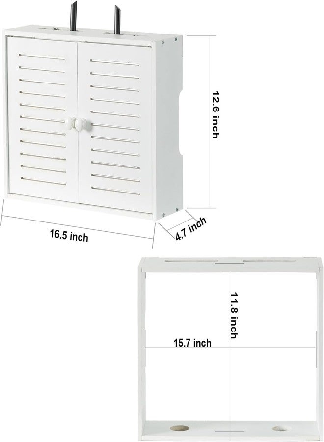 Hooyage WiFi Storage Box Wall Mount Router Shelf Wooden WiFi Router Box Hider Wall Mount Router Storage Box for Modem Cable - Image 2