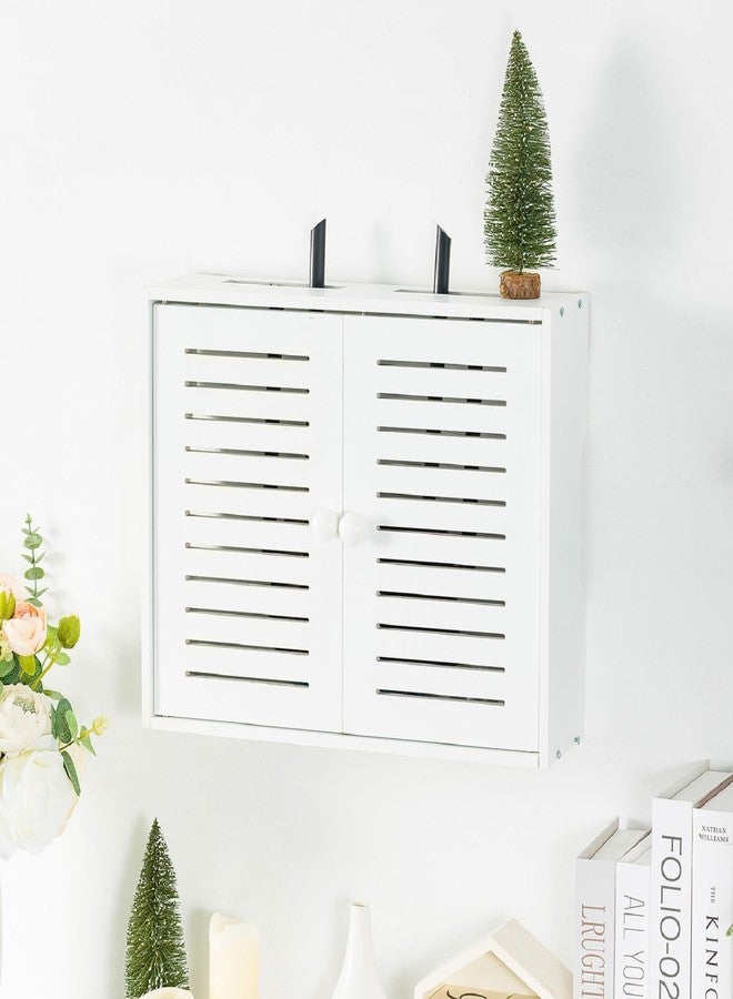 Hooyage WiFi Storage Box Wall Mount Router Shelf Wooden WiFi Router Box Hider Wall Mount Router Storage Box for Modem Cable - Image 1