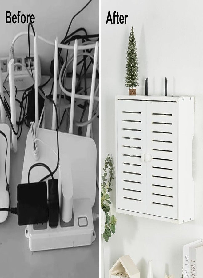 Hooyage WiFi Storage Box Wall Mount Router Shelf Wooden WiFi Router Box Hider Wall Mount Router Storage Box for Modem Cable - Image 5