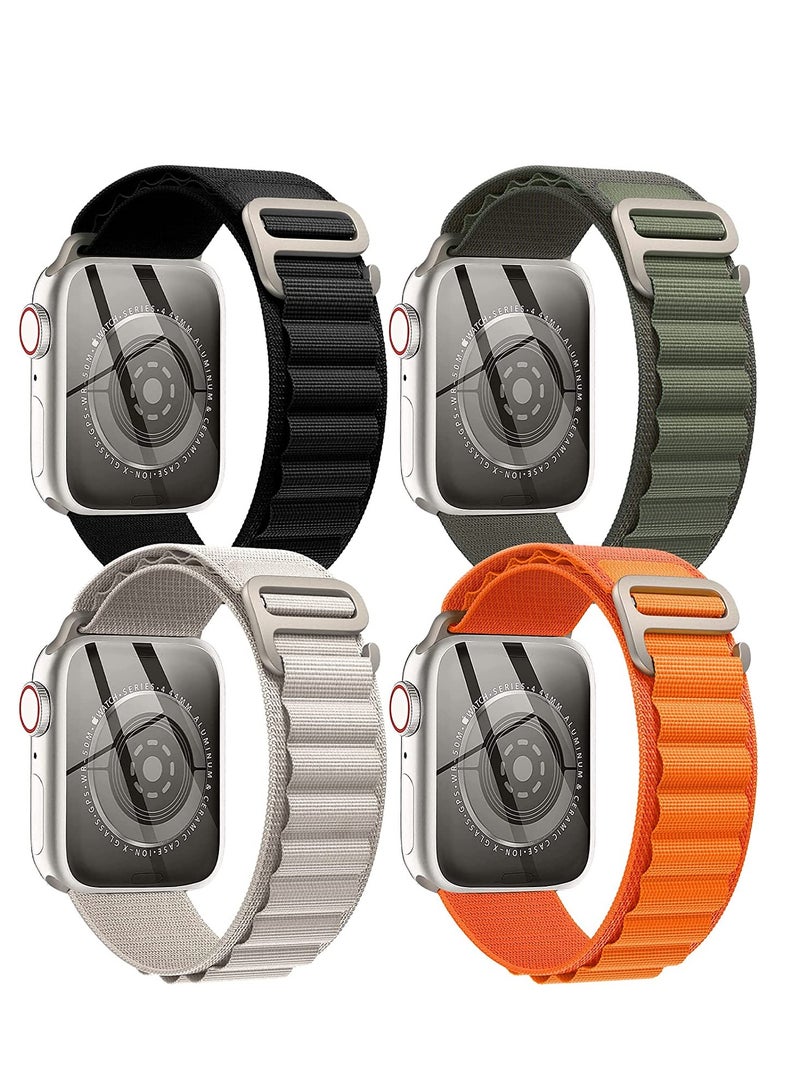 4 Pack Alpine Loop Nylon Band Compatible with Apple Watch Band 42mm 44mm 45mm 49mm Women Men,Adjustable Metal G-Hook Strap for iWatch Ultra Series SE 8/7/6/5/4/3/2/1 - Image 1
