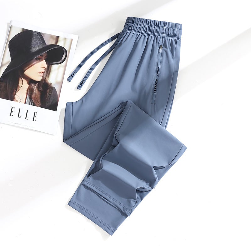 Ice Silk Pants Quick-Drying Breathable Nylon Men'S And Women'S Elastic Soft Anti-Wrinkle Cooling Couple Sunscreen Pants - Image 1