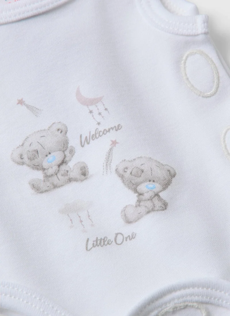 ماتلان طقم بيجامات حديثي الولادة من تيني تاتي تيدي ٤ قطع أبيض