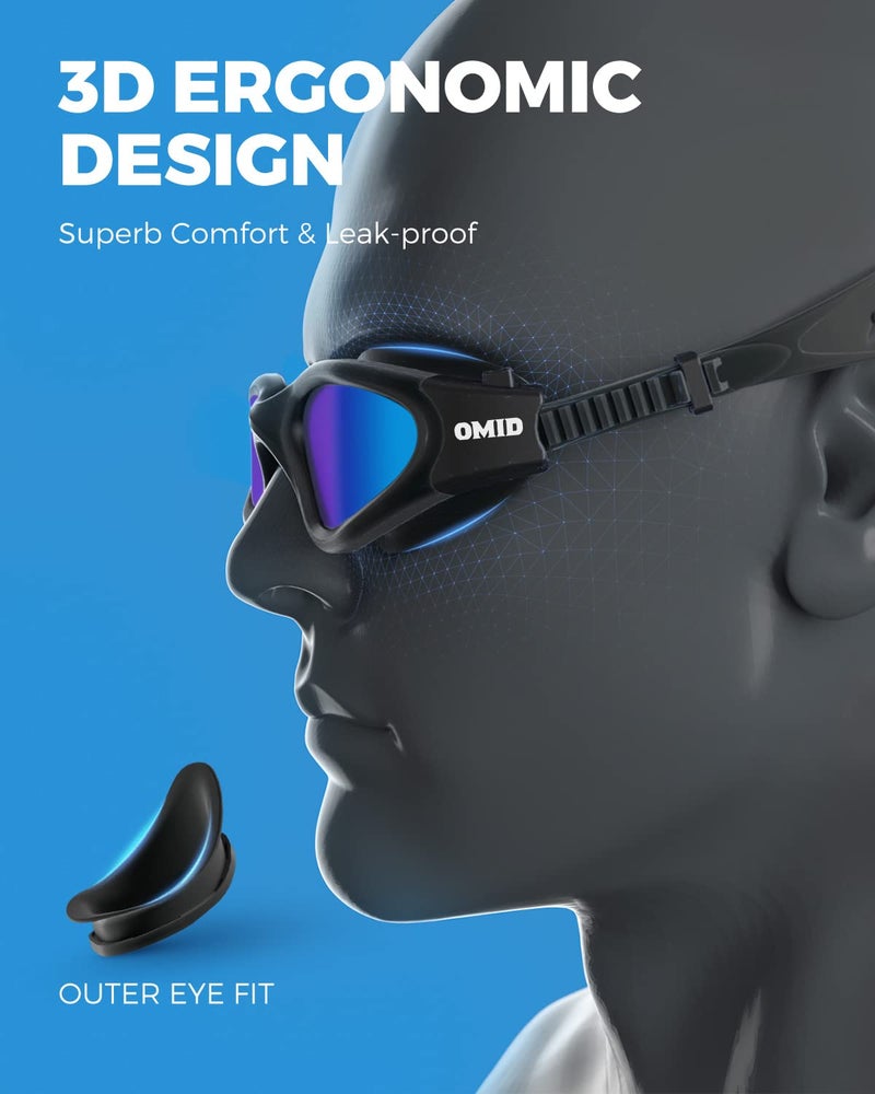 OMID Swim Goggles, P2 Polarized Swimming Goggles for Men Anti-fog Goggles Swimming for Adult Women - Image 5
