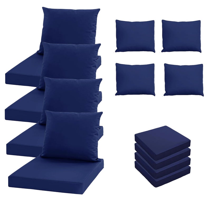 Oslimea Patio Cushion Covers Replacement Set of 4, Water UV Resistant Outdoor Cushion Slipcovers with Zipper Chair Seat Cushion Covers for Outdoor Furniture (24 x 20 Inch, 24 x 24 x 4 Inch, Blue) - Image 1