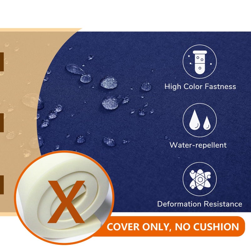 Oslimea Patio Cushion Covers Replacement Set of 4, Water UV Resistant Outdoor Cushion Slipcovers with Zipper Chair Seat Cushion Covers for Outdoor Furniture (24 x 20 Inch, 24 x 24 x 4 Inch, Blue) - Image 3