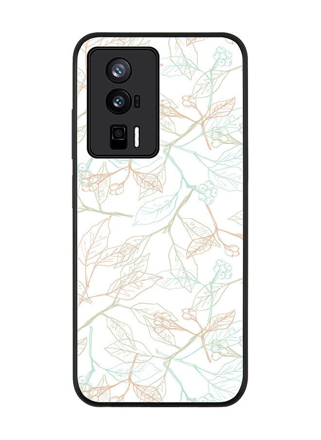 Stylizedd Rugged Black edge case for Xiaomi Poco F5 Pro 5G / Xiaomi Redmi K60 / Xiaomi Redmi K60 Pro Slim fit Soft Case Flexible Rubber Edges Anti Drop TPU Gel Thin Cover - Delicate Sprigs  - Image 1