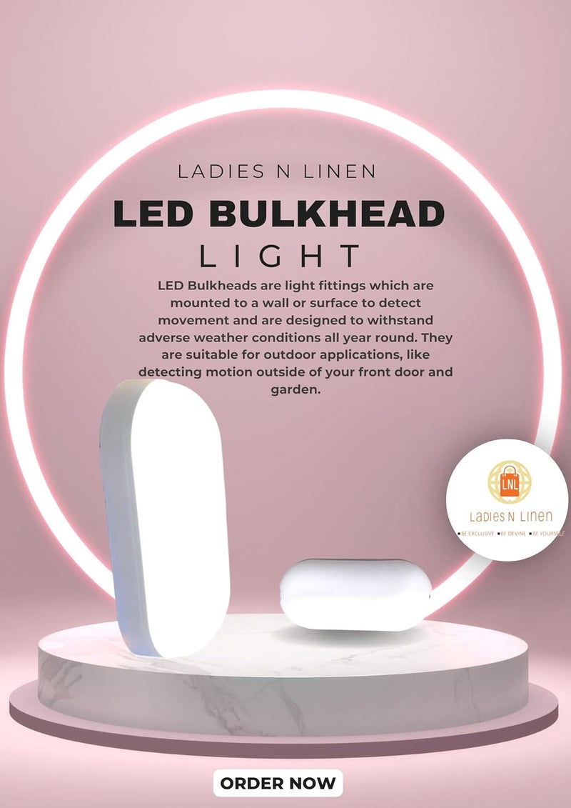 Ladies N Linen 1820W Wall Lamp LED Oval Shape Outdoor Bulkhead Waterproof Porch Light for Outdoor Garden Bathroom Light Cool Daylight - Image 4