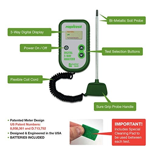 Luster Leaf Fertility and Temperature Rapitest 1835 Digital 3 Way Analyzer for Soil pH - Image 2