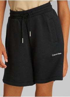 Calvin Klein Jeans Kids' Terry Jogger Shorts - Cotton, Black  - Image 3