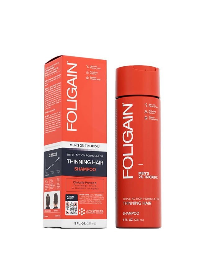 FOLIGAIN Triple Action Shampoo For Thinning Hair, Men's Volumizing Shampoo, with 2% Trioxidil 8 Fl. Oz. - Image 1