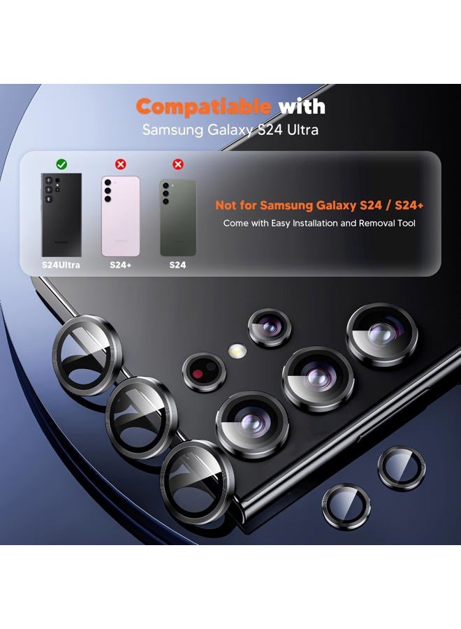 Hoerrye Camera Lens Protector for Samsung Galaxy S24 Ultra, Ultra HD 9H Tempered Glass, Anti-Scratch, Space Titanium Military Grade Drop Protection, Titanium Black - Image 2