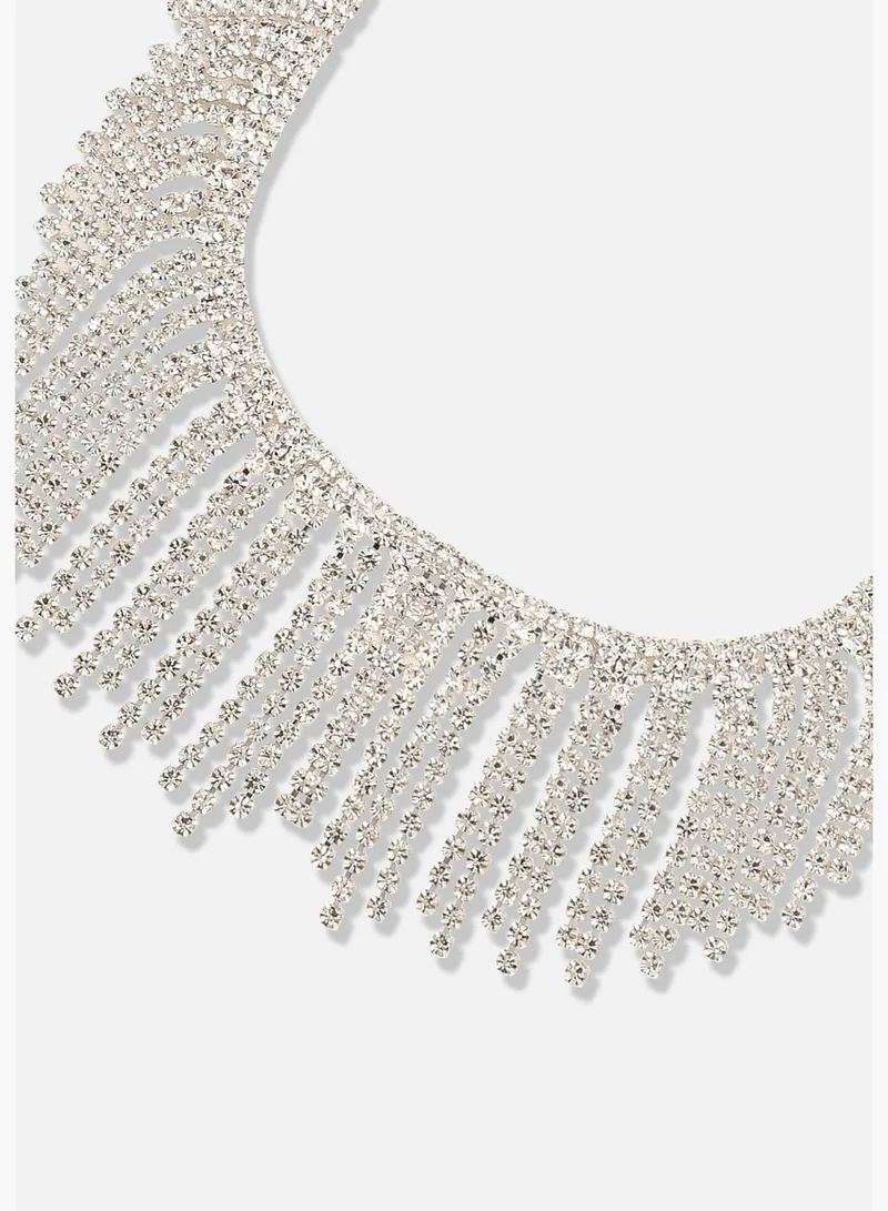 SOHI Silver Plated Designer Party Necklace and Earring Set For Women