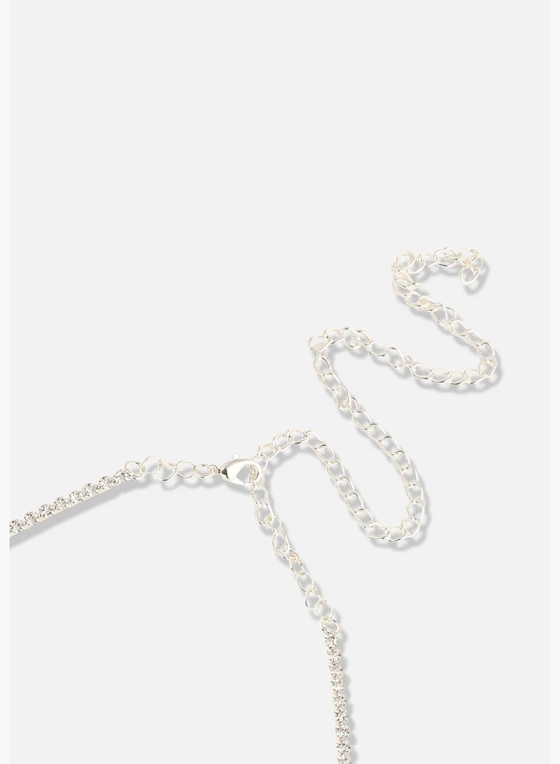 SOHI Silver Plated Designer Party Necklace and Earring Set For Women