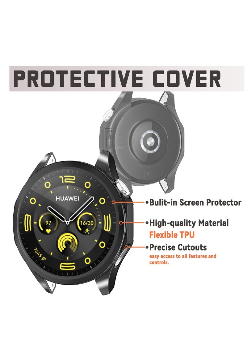 Generic Case compatible with Huawei Watch GT 4 46mm, All-around Flexible TPU Case with Screen Protector, Soft Frame Shock Resistant Cover fit GT4 Smartwatch - Black  - Image 3