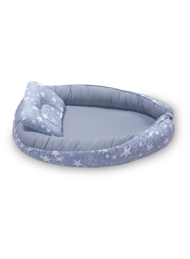 كراديل كروفت سرير بيبي نيست للأطفال والرضع | مجموعة فراش محمولة للأطفال مع وسادة | أغطية قابلة للإزالة من القطن بنسبة 100% | سرير نوم مزدوج الجوانب للأطفال | حجرة نوم للأطفال (نجمة رمادية) - Image 3