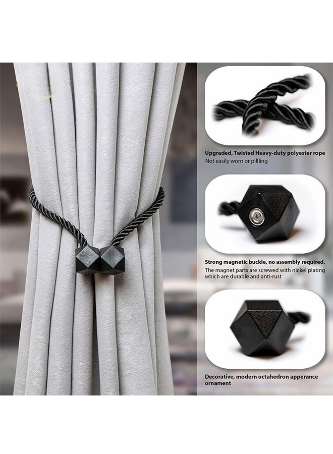 2Pcs Magnetic Curtain Tiebacks For Curtain & Blind Accessories,Curtains Holder&Curtain Tieback Hooks (black)  - Image 2