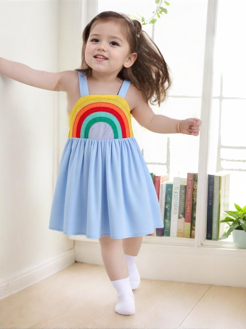 Frogwill Toddler Girls Fifties Summer Dress Blue Rainbow 2-7Y (3T, Purple) - Image 5