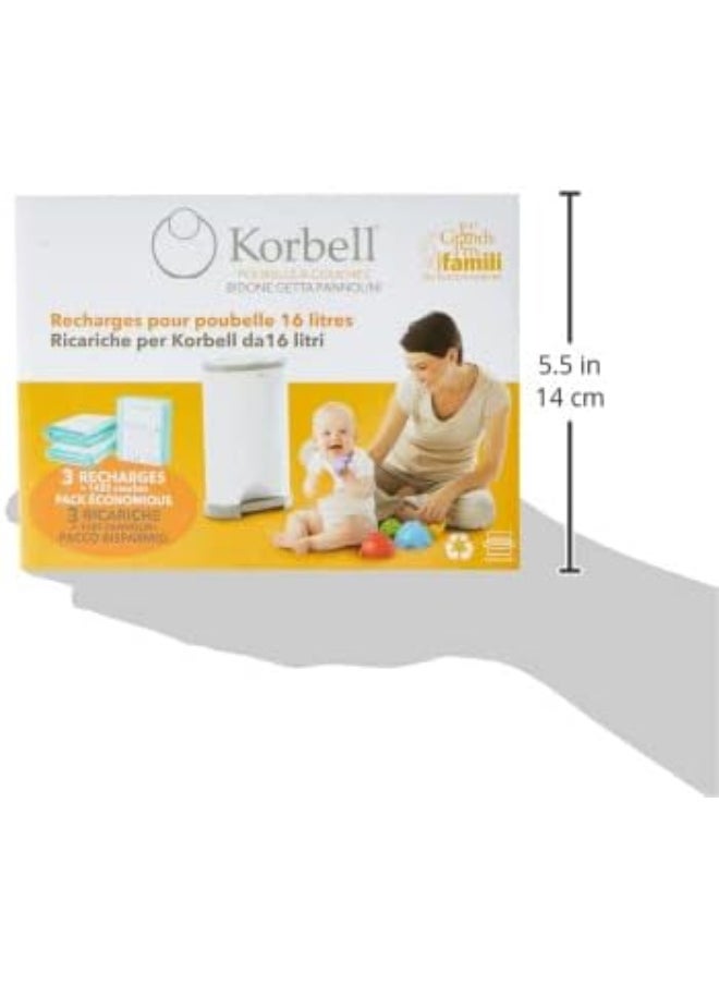 Korbell Korbell Nappy Disposal Bin Liners - Standard (16 Litre) - 3 Refills Value Pack  - Image 5
