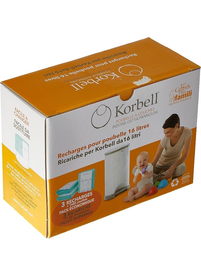 Korbell Korbell Nappy Disposal Bin Liners - Standard (16 Litre) - 3 Refills Value Pack  - Image 2
