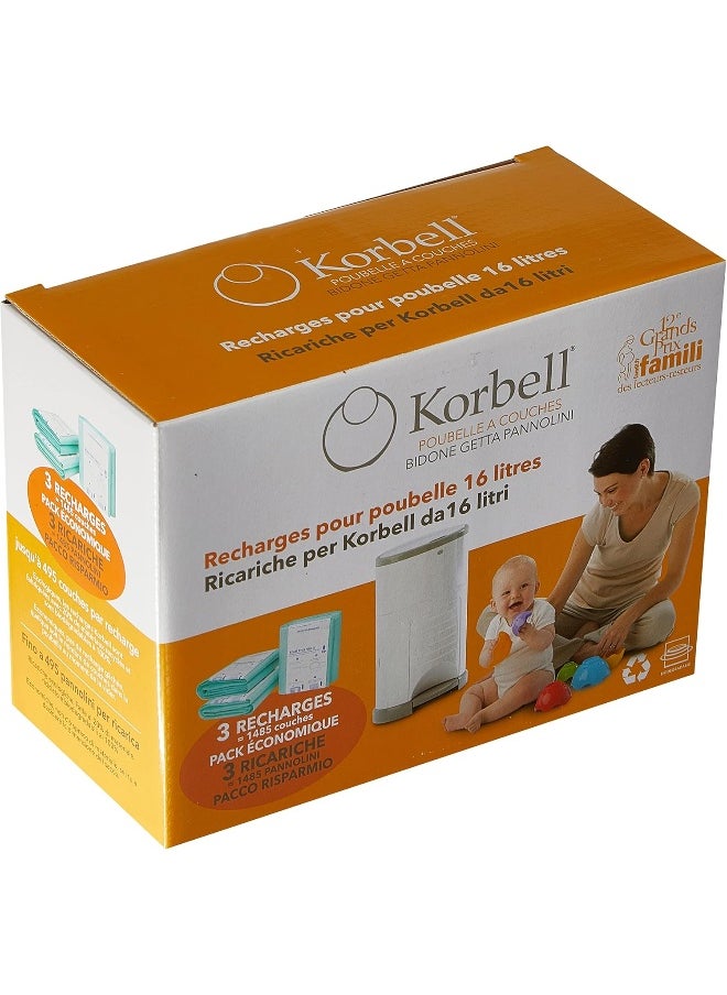 Korbell Korbell Nappy Disposal Bin Liners - Standard (16 Litre) - 3 Refills Value Pack  - Image 4