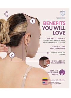 CURVEEZ CURVEEZ Face Toning Belt Post Surgery Lipo Compression Chin Strap For Women | Faja Mentonera Reductora para Papada Y Cuello | For Use After Face and Chin Surgery  - Image 2