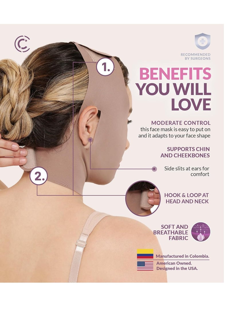 CURVEEZ CURVEEZ Face Toning Belt Post Surgery Lipo Compression Chin Strap For Women | Faja Mentonera Reductora para Papada Y Cuello | For Use After Face and Chin Surgery - Image 2