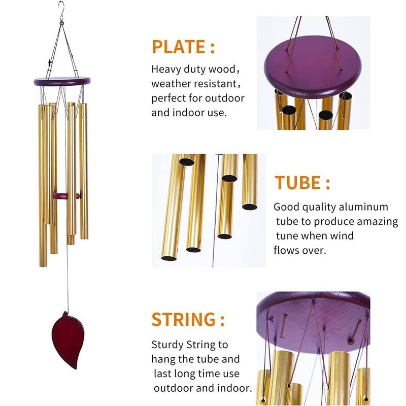 KPS 6 Tubes Wind Chimes for Outside Deep Tone for GardenHomeYardBalconyOffice Decor Memorial Tool with Metal Hook Hanging Bell Positive Energy Accessories Pack of 1Multicolor - Image 3