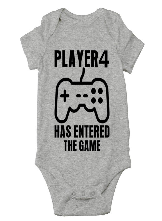 CBTwear Player 4 Has Entered The Game Baby Bodysuit - Boy Girl Cute Newborn Clothes Funny Infant Outfit (Newborn, Heather Grey) - Image 1