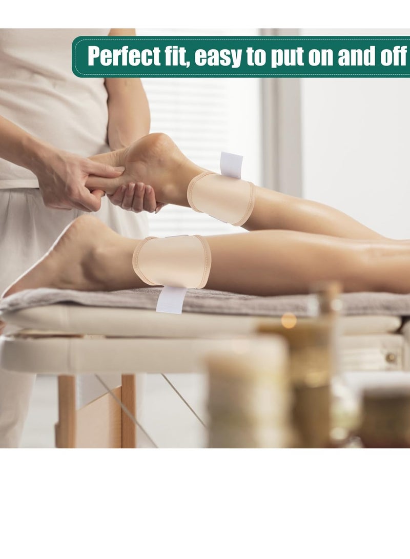 SYOSI 2Pcs Castor Oil Pack Wrap for Knee Ankle Elbows Arm Feet Washable Reusable Bamboo Flannel Knee Oil Pack Adjustable Soft Comfortable Essential Oil Wrap Leak Proof Castor Oil Compress Pads Khaki - Image 3