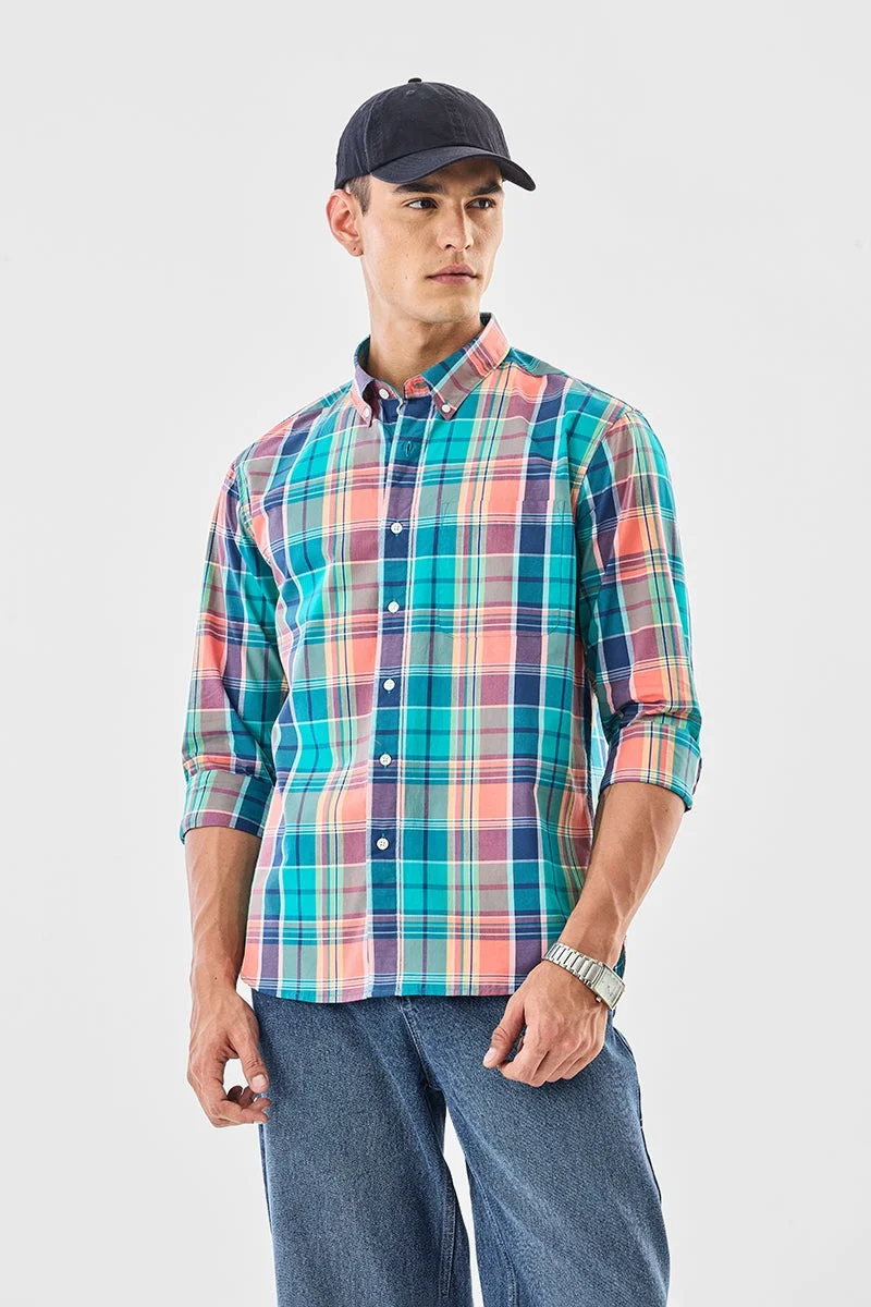 سنيتش قميص قطني % كاروهات بقصة عادية