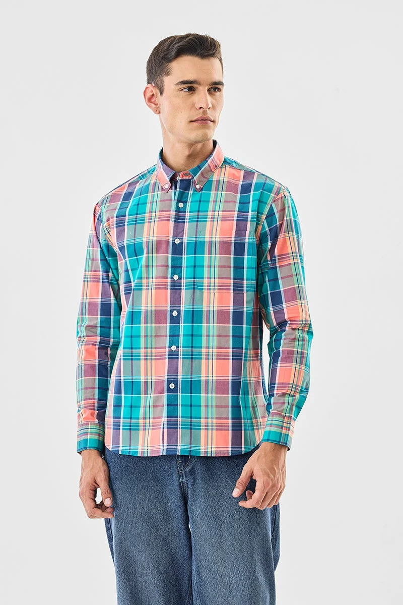 سنيتش قميص قطني % كاروهات بقصة عادية