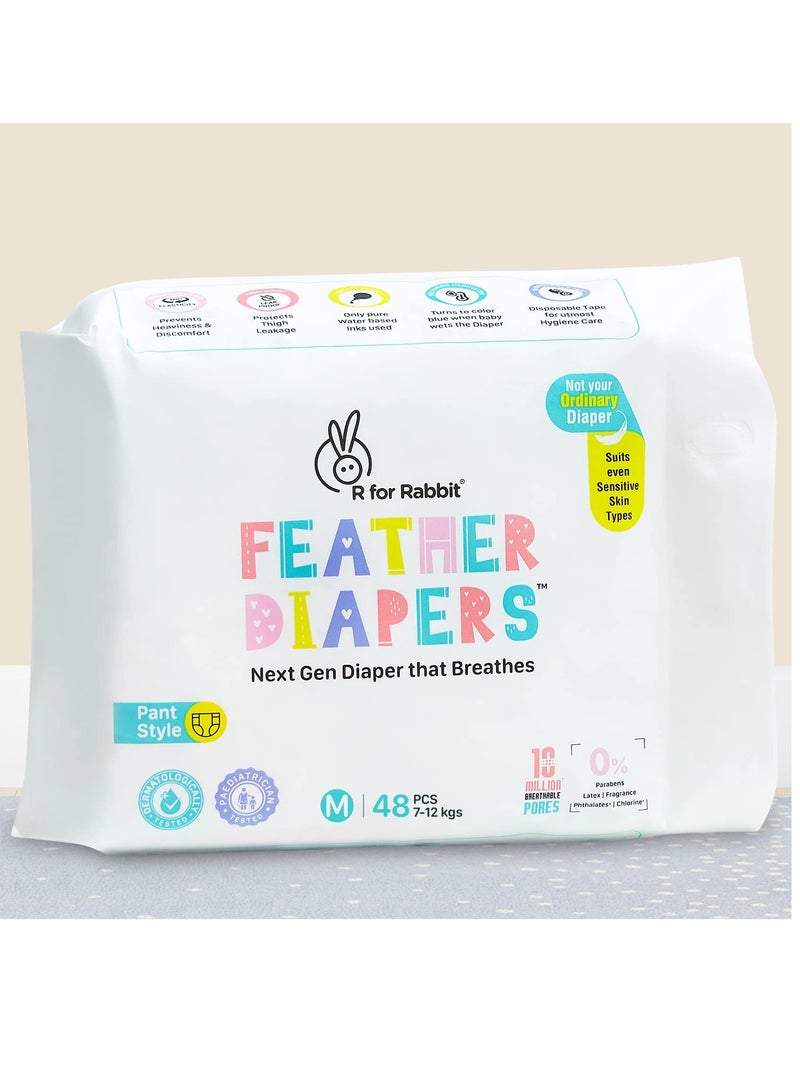 R for Rabbit Medium Size Premium Feather Diaper for Baby 7 to 12 kg 48 Pack Offer - Image 1